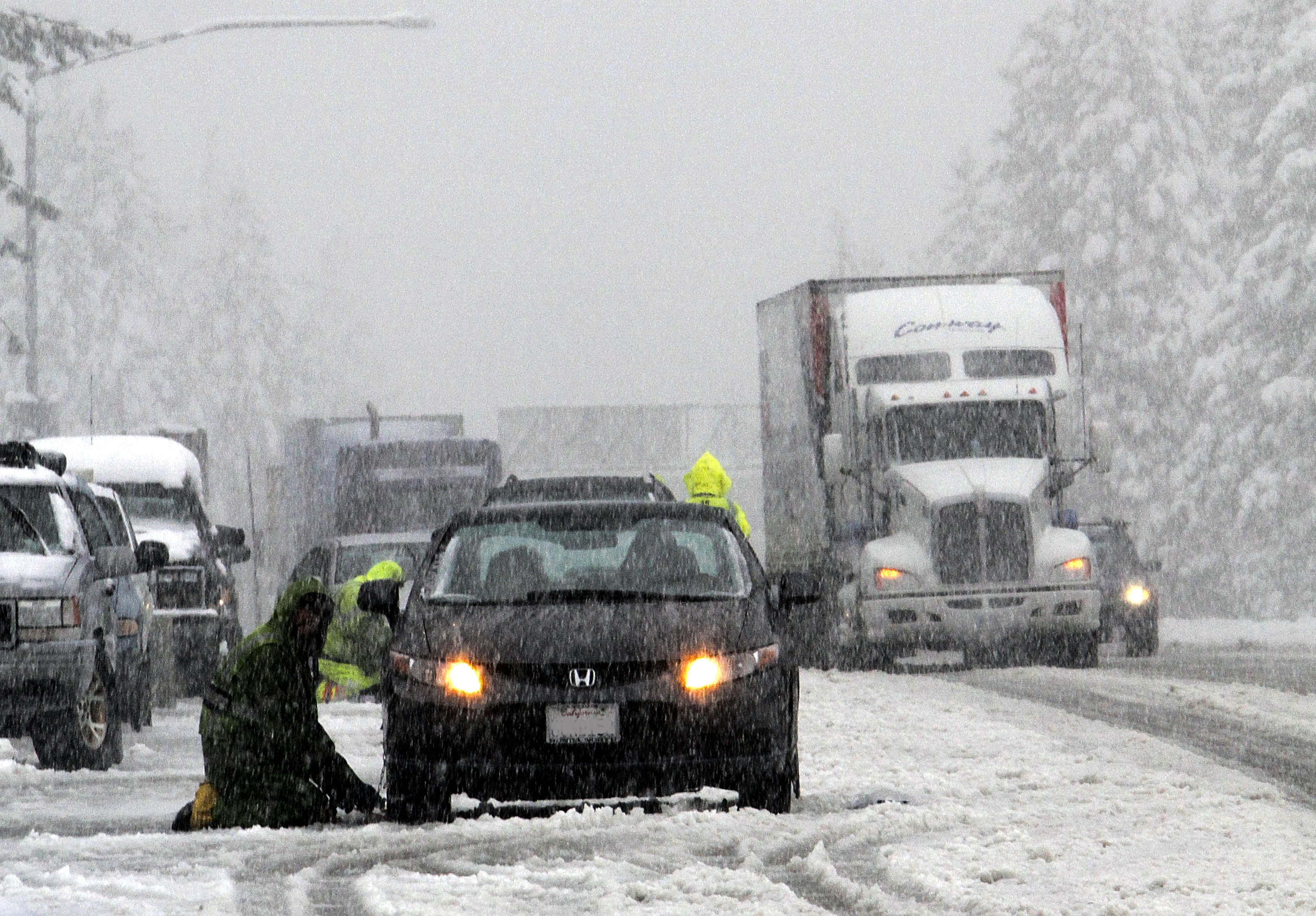 Car stuck in snow storm